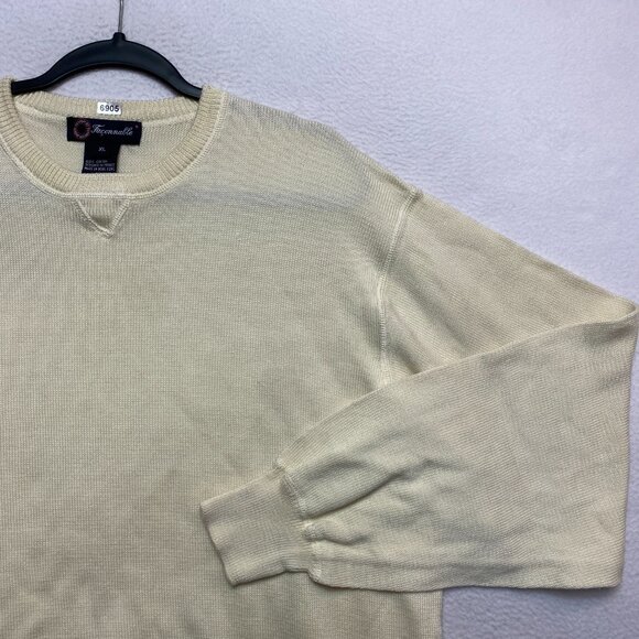 Faconnable Sweater Mens XL Beige Long Sleeve Cotton Crewneck Pullover - Picture 2 of 11